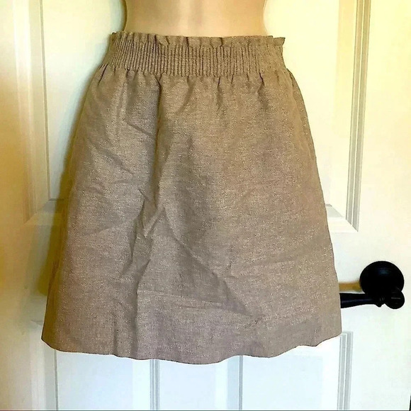 Metallic brown and silver mod elastic waist skirt M - Picture 2 of 14